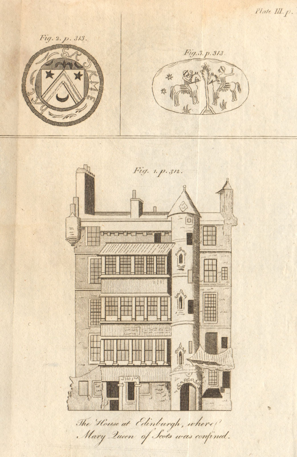 Black Turnpike, Edinburgh. House where Mary Queen of Scots was confined 1788
